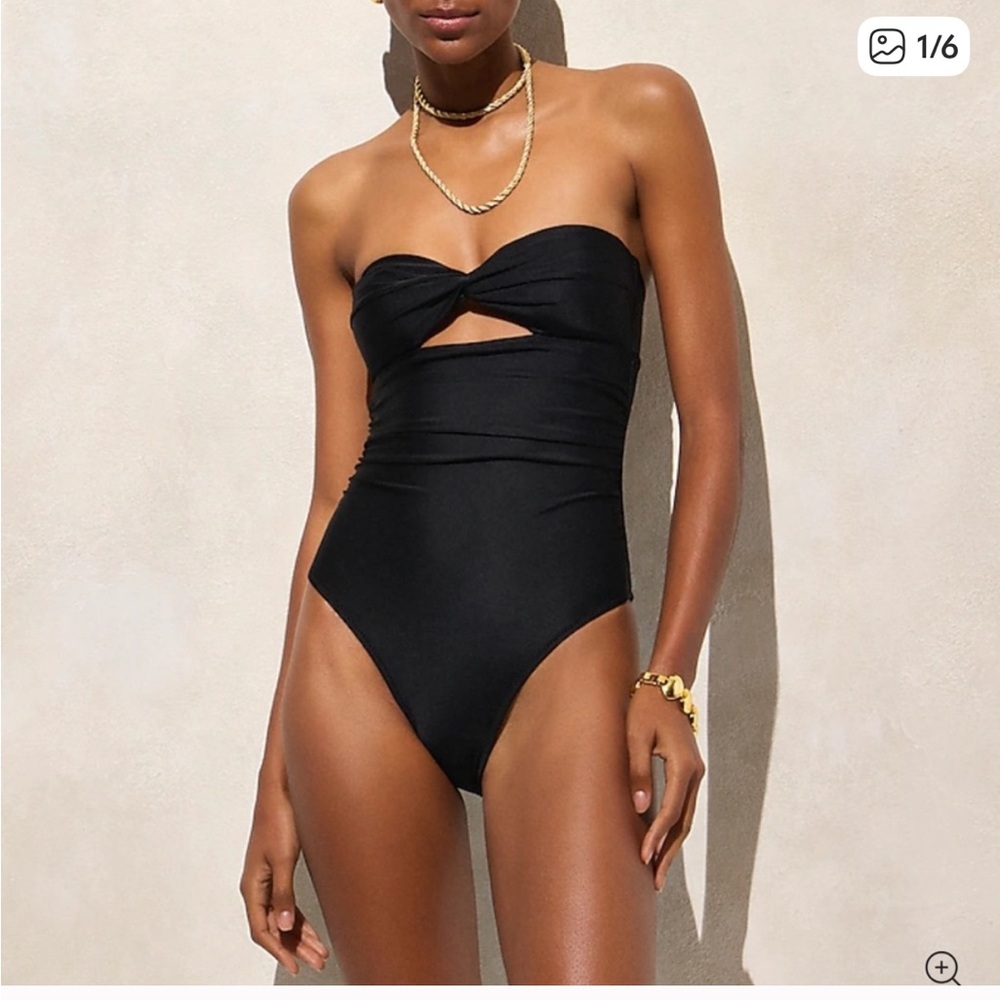 J.Crew Gemma ruched bandeau cutout one-piece